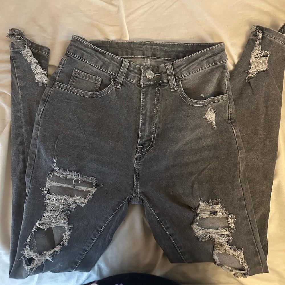 SHEIN grey ripped jeans